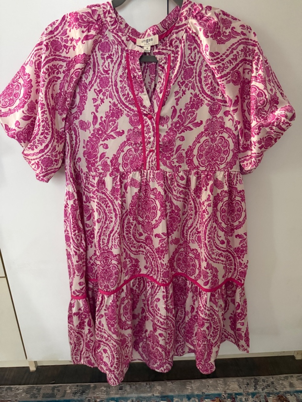 Umgee Pink Paisley Tiered Mini Dress